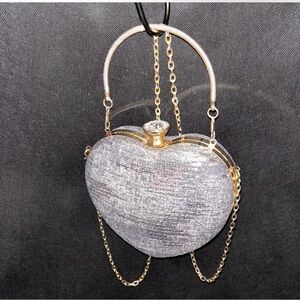 Denim Heart-Shaped Bags w/Gold Accents